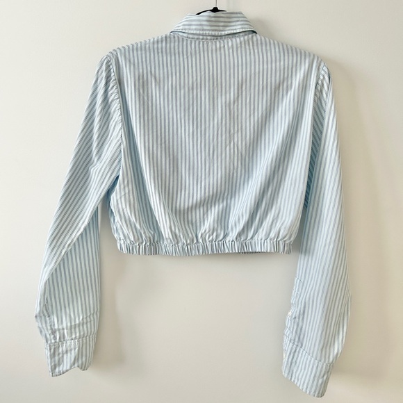 Maje Cirisa Striped Cropped Cotton-Poplin Shirt - Picture 3 of 5